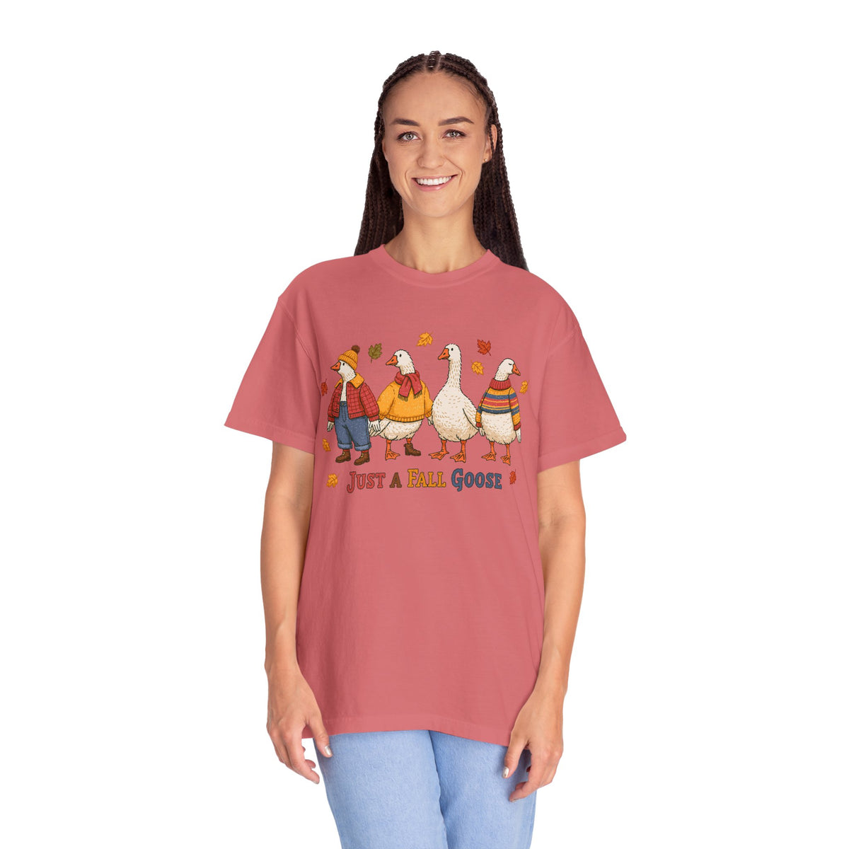 Funny Fall Goose Shirt, Just a Fall Goose Autumn Graphic Tee, Cute Cozy Gift for Bird Lover, Thanksgiving and October Outfit for Her