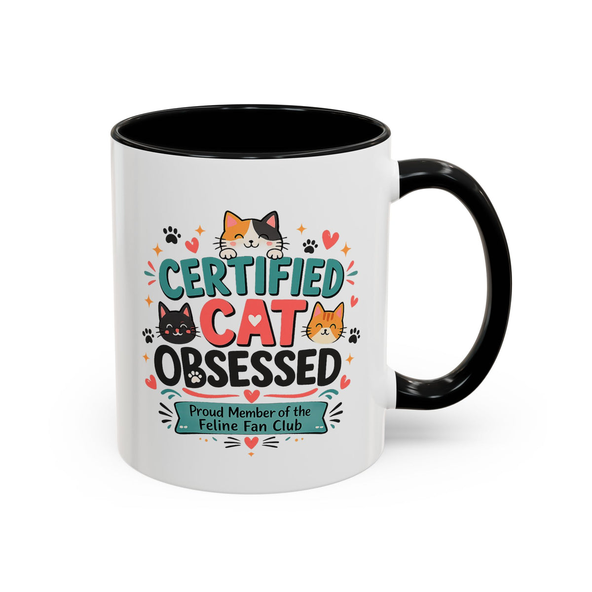 Cat Lover Coffee Mug, Certified Cat Obsessed Mug, Funny Cat Mom Gift, Cute Feline Fan Club Cup, Cat Owner Present for Pet Lovers