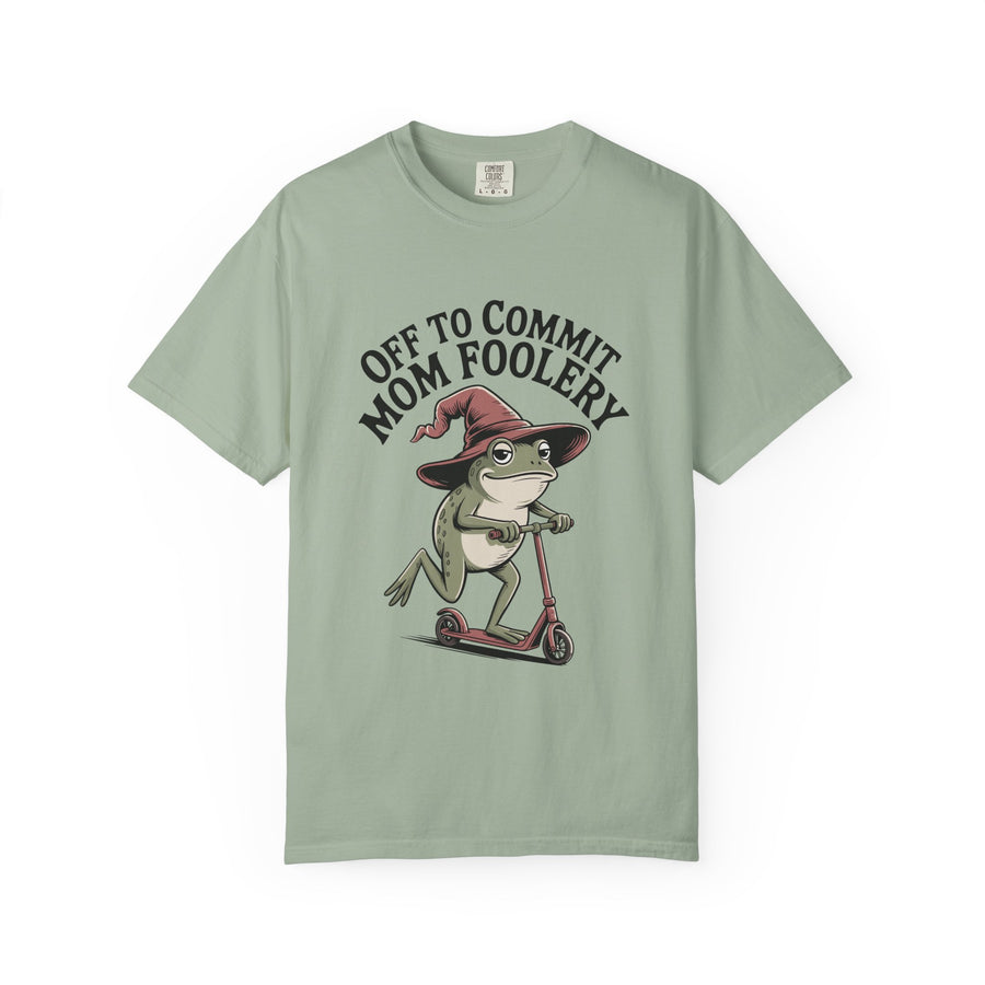 Funny Frog Wizard Comfort Colors Shirt, Off To Commit Tomfoolery Tee, Cottagecore Frog Graphic Shirt, Whimsical Fantasy Gift