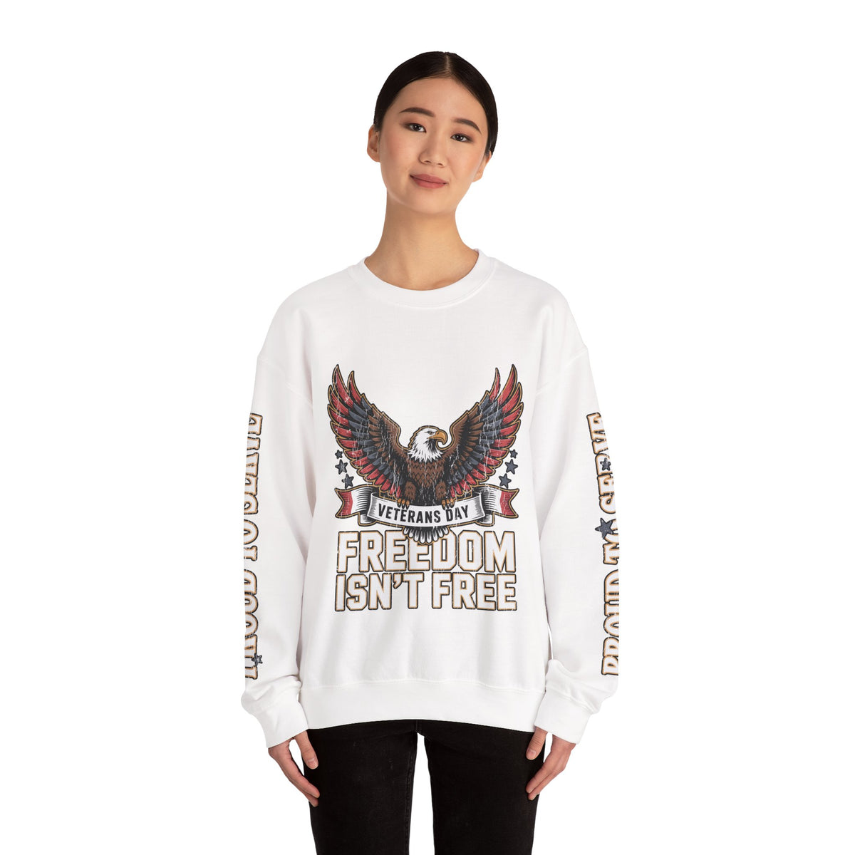 Veterans Day Sweatshirt, Freedom Isn't Free Eagle Pullover, Patriotic Military Top, Veteran Gift, American Pride, USA Clothing