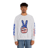 United in Peace Sweatshirt, Patriotic Peace Sign Crewneck, American Flag Pullover, USA 250th Anniversary Outfit, Fourth of July Gift