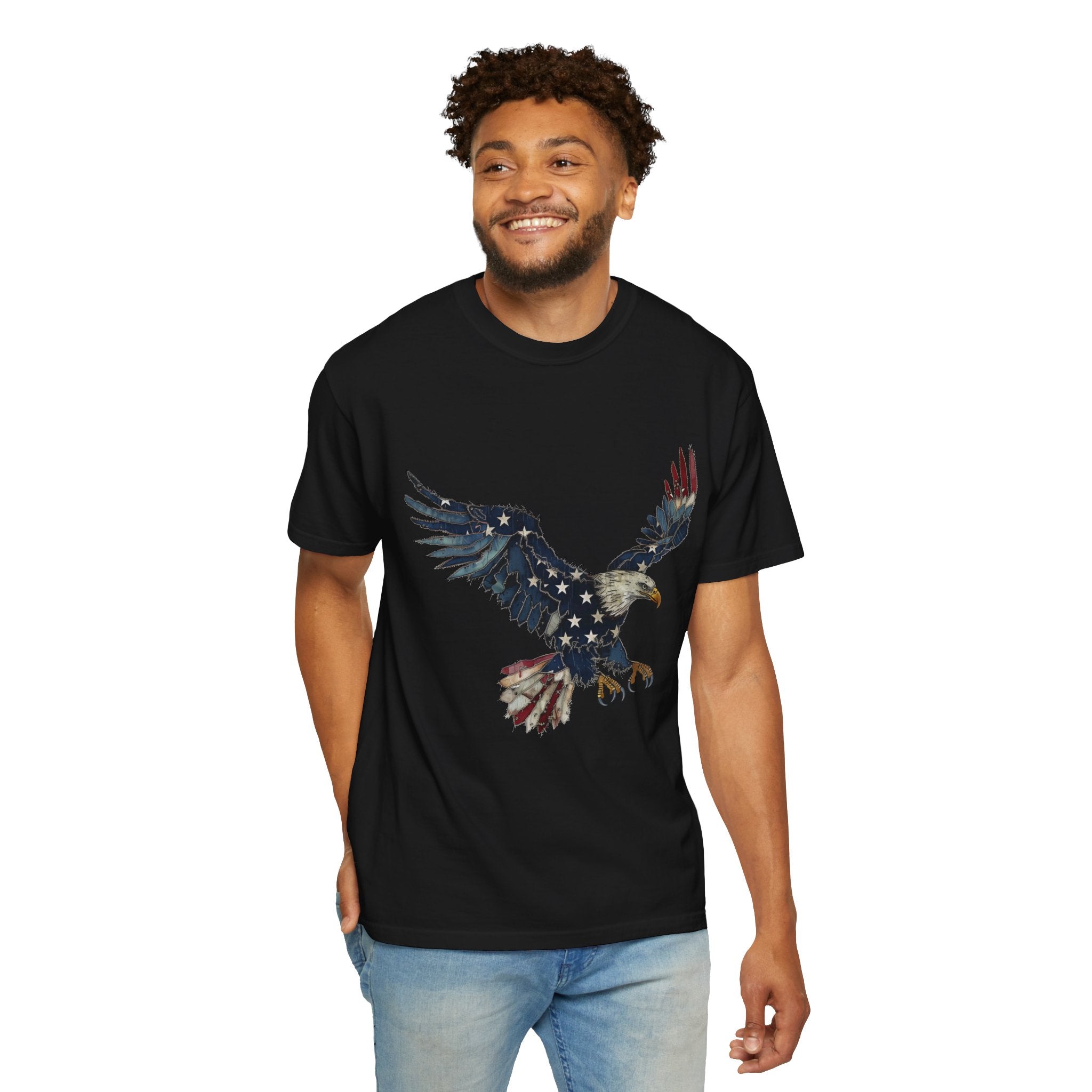 Patriotic Eagle Graphic Tee, Vintage USA Bird Shirt, Americana Freedom T Shirt, Fourth of July Eagle Shirt for Women