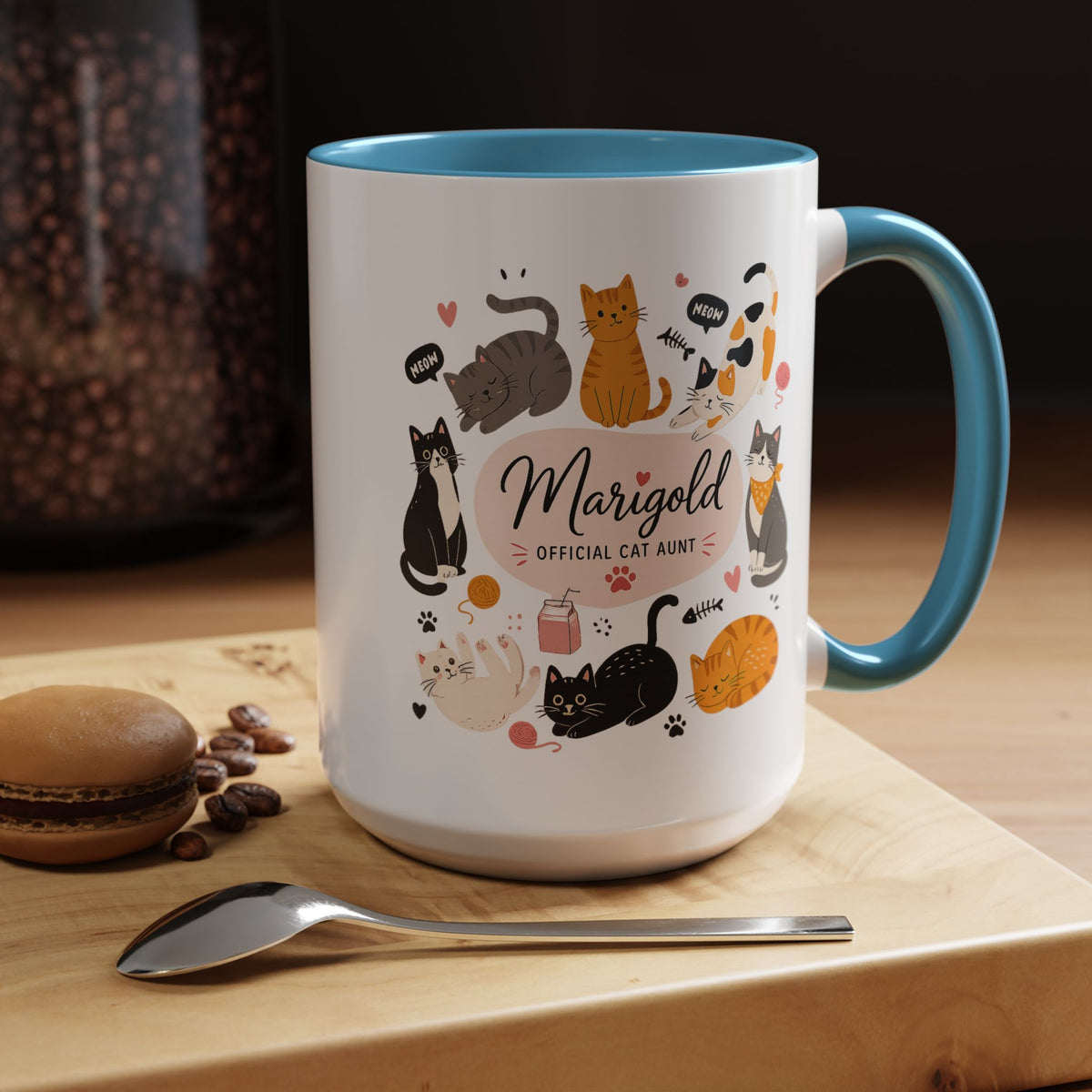 Personalized Cat Aunt Coffee Mug, Custom Cat Mom Style Mug with Name, Official Cat Aunt Gift, Cat Lover Coffee Cup, Pet Owner Mug