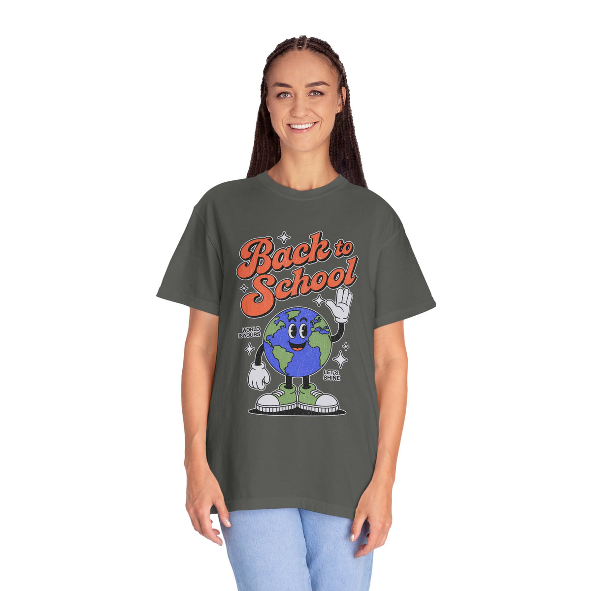 Back to School Earth T-Shirt, Retro Globe Graphic Tee, Teacher First Day Outfit, Student Gift, Classroom Shirt, Geography Educator Gift