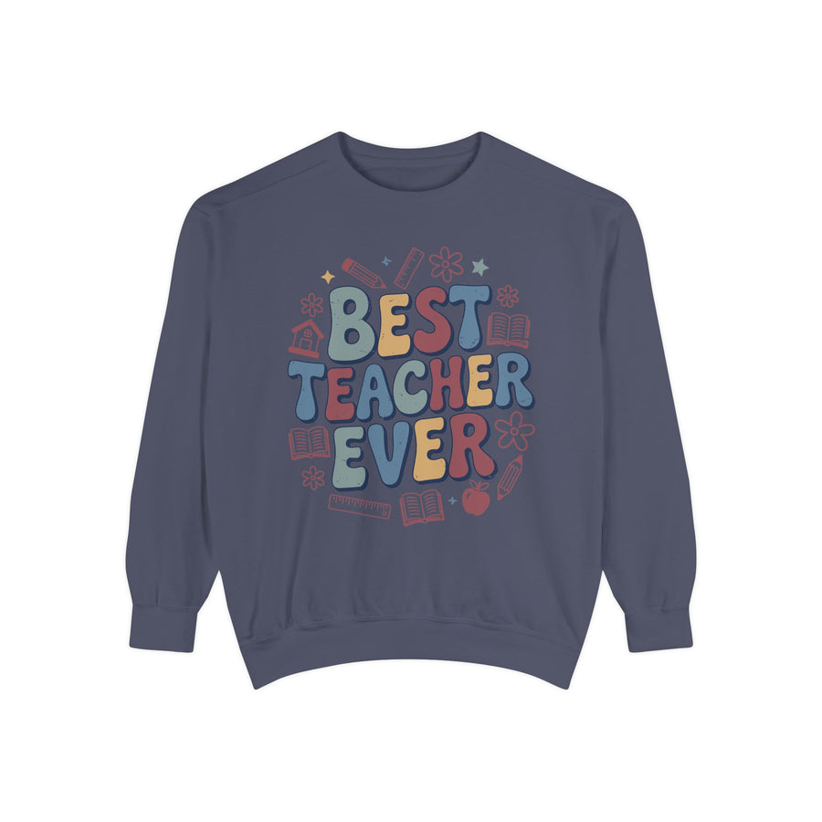 Best Teacher Ever Sweatshirt, Retro Educator Crewneck, Teacher Appreciation Gift, Back to School Outfit, Colorful School Staff Shirt