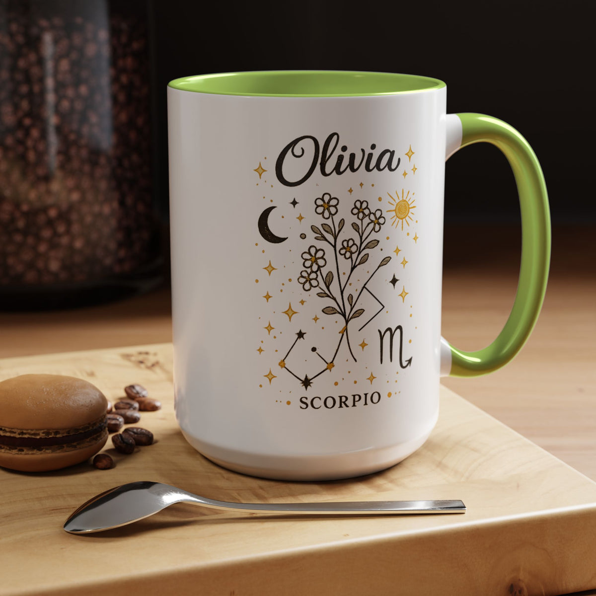 Personalized Scorpio Zodiac Mug, Custom Name Astrology Coffee Mug, Scorpio Birth Sign Gift for Her, Celestial Horoscope Cup