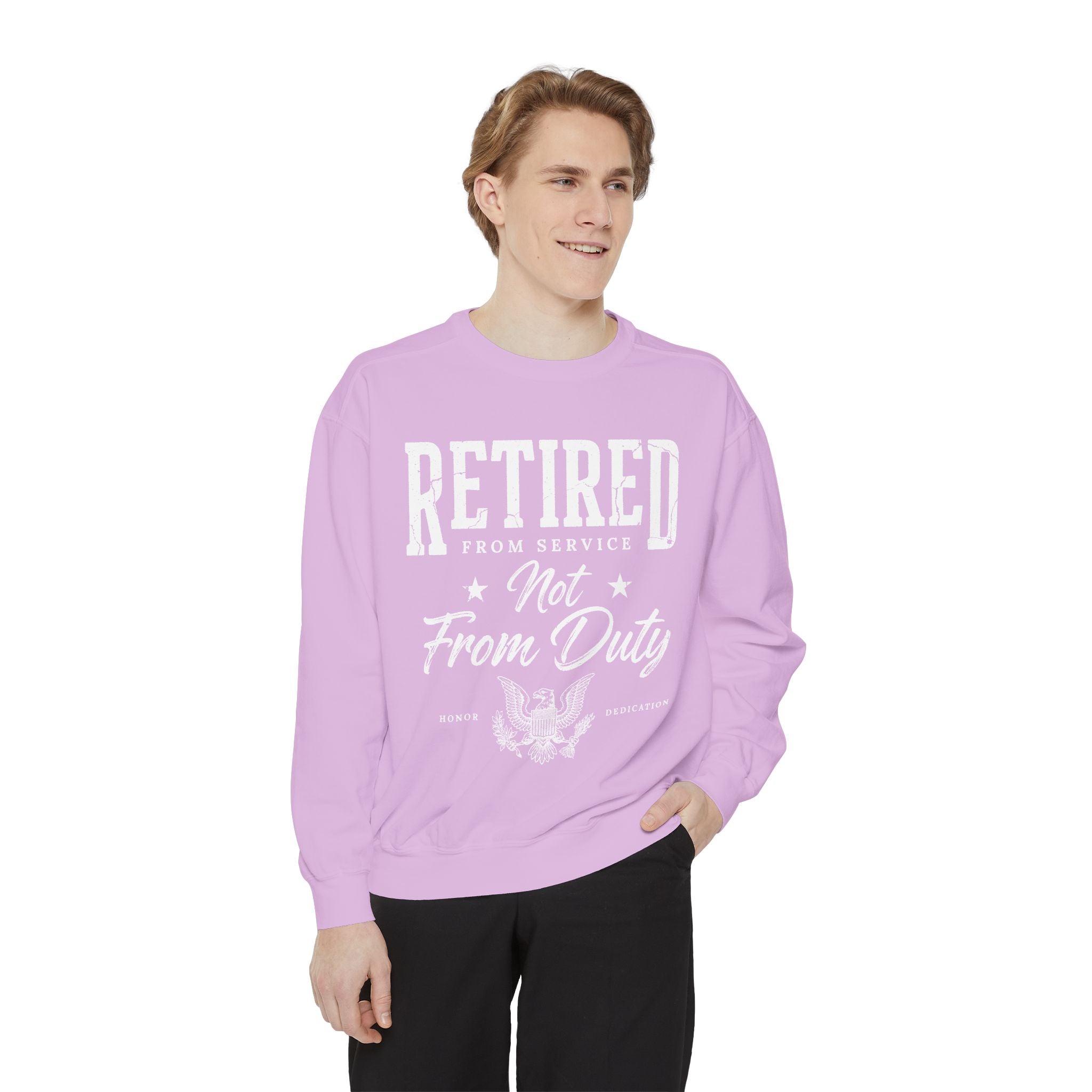 Retired From Service Not From Duty Sweatshirt, Military Retirement Crewneck, Veteran Gift, Patriotic Eagle Veterans Day Pullover for Retiree