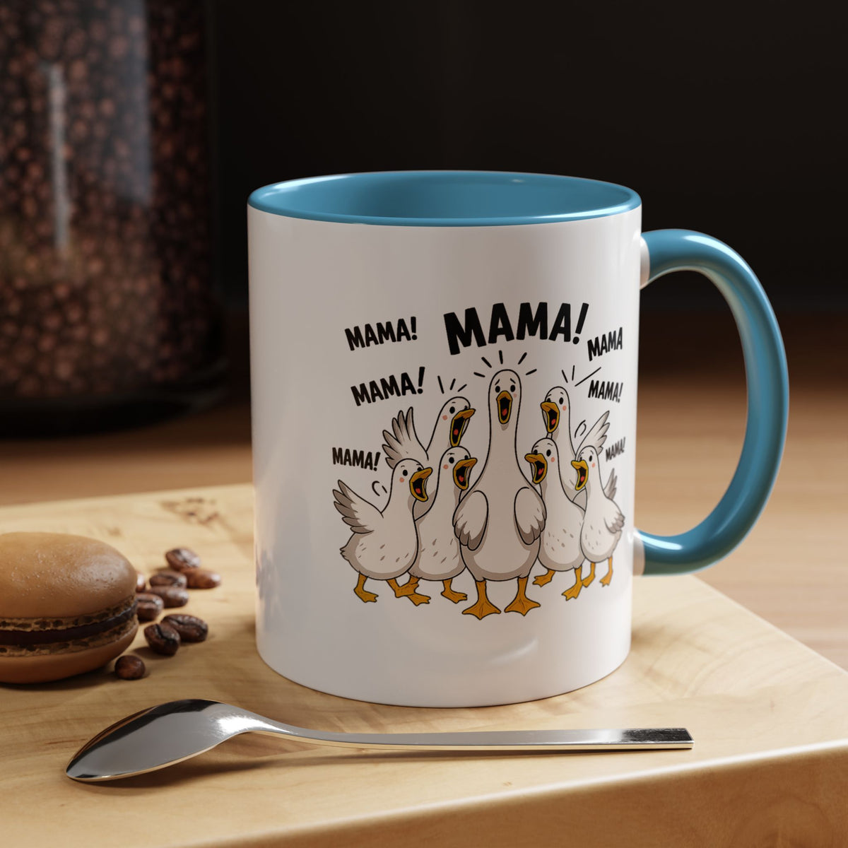 Funny Loud Ducks Mama Coffee Mug, Cute Mother's Day Gift from Kids, Sarcastic Chaos Mom Ceramic Tea Cup with Black Handle