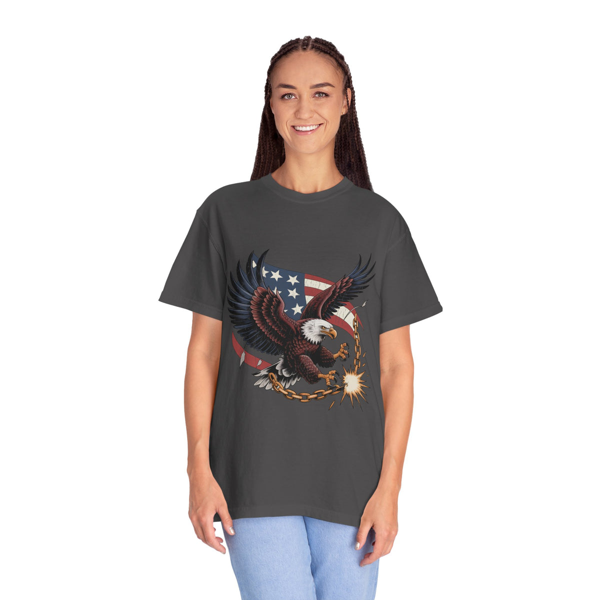 Patriotic Eagle Shirt, American Flag T Shirt, Bald Eagle Military Tee, Veteran Gift, USA Graphic Shirt, Fourth of July Patriotic Top