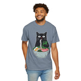 Black Cat Ramen Shirt Comfort Colors Tee, Funny Cat Lover Graphic Shirt, Introvert Cat Eating Noodles Tee, Japanese Foodie Gift