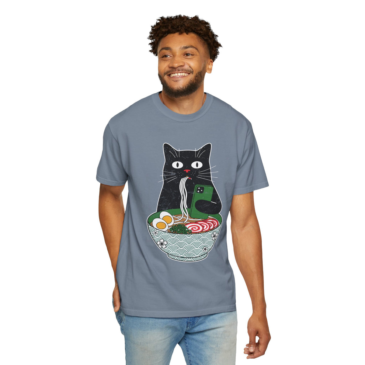 Black Cat Ramen Shirt Comfort Colors Tee, Funny Cat Lover Graphic Shirt, Introvert Cat Eating Noodles Tee, Japanese Foodie Gift