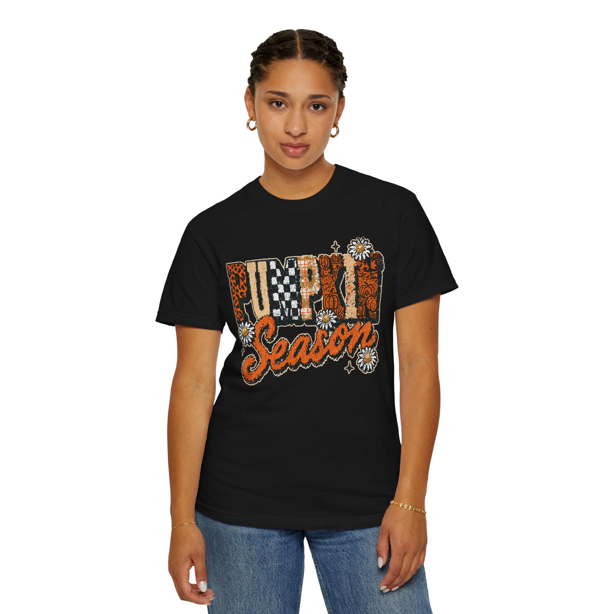 Pumpkin Season Shirt, Retro Leopard Checker Fall Graphic Tee, Cute Autumn Gift for Women, Cozy Thanksgiving October Outfit for Her