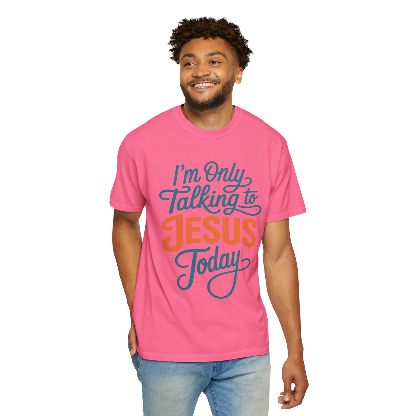 Christian Faith Comfort Colors Shirt, I'm Only Talking To Jesus Today Tee, Religious Graphic Shirt, Prayer Warrior Gift for Women