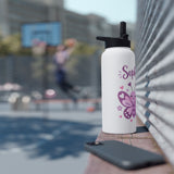 Cute Butterfly Personalized Water Bottle, Custom Name Drink Bottle, School Gift, Butterfly Lover Present, Birthday Gift, Reusable Bottle