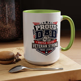 Proud Veteran Dad Coffee Mug, Battle Tested Veteran Strong Cup, Patriotic Military Gift for Father, Retired Soldier or True Legend