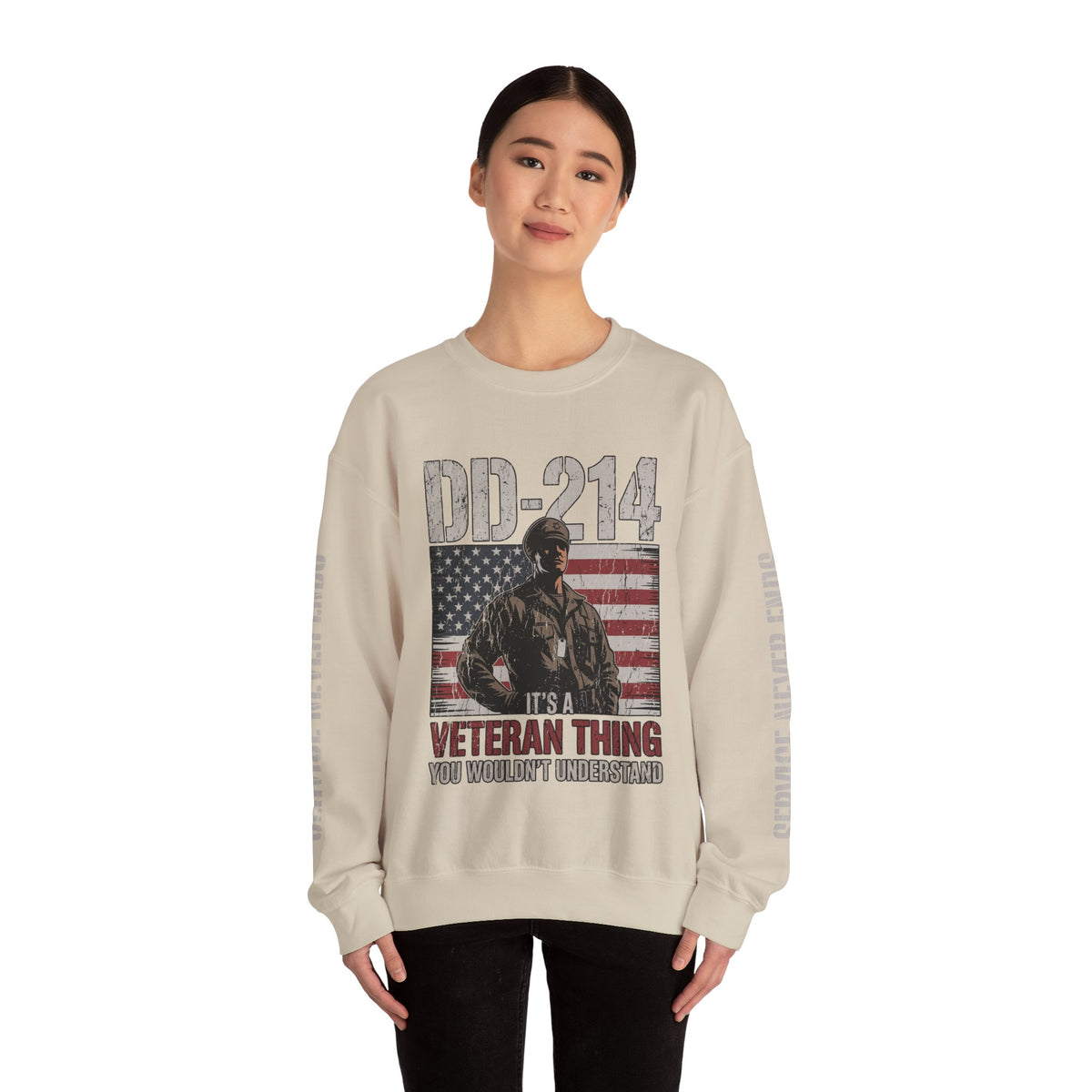 DD-214 Veteran Sweatshirt, Military Veteran Crewneck, American Flag Pullover, Veteran Gift for Him, Patriotic Fourth of July Top