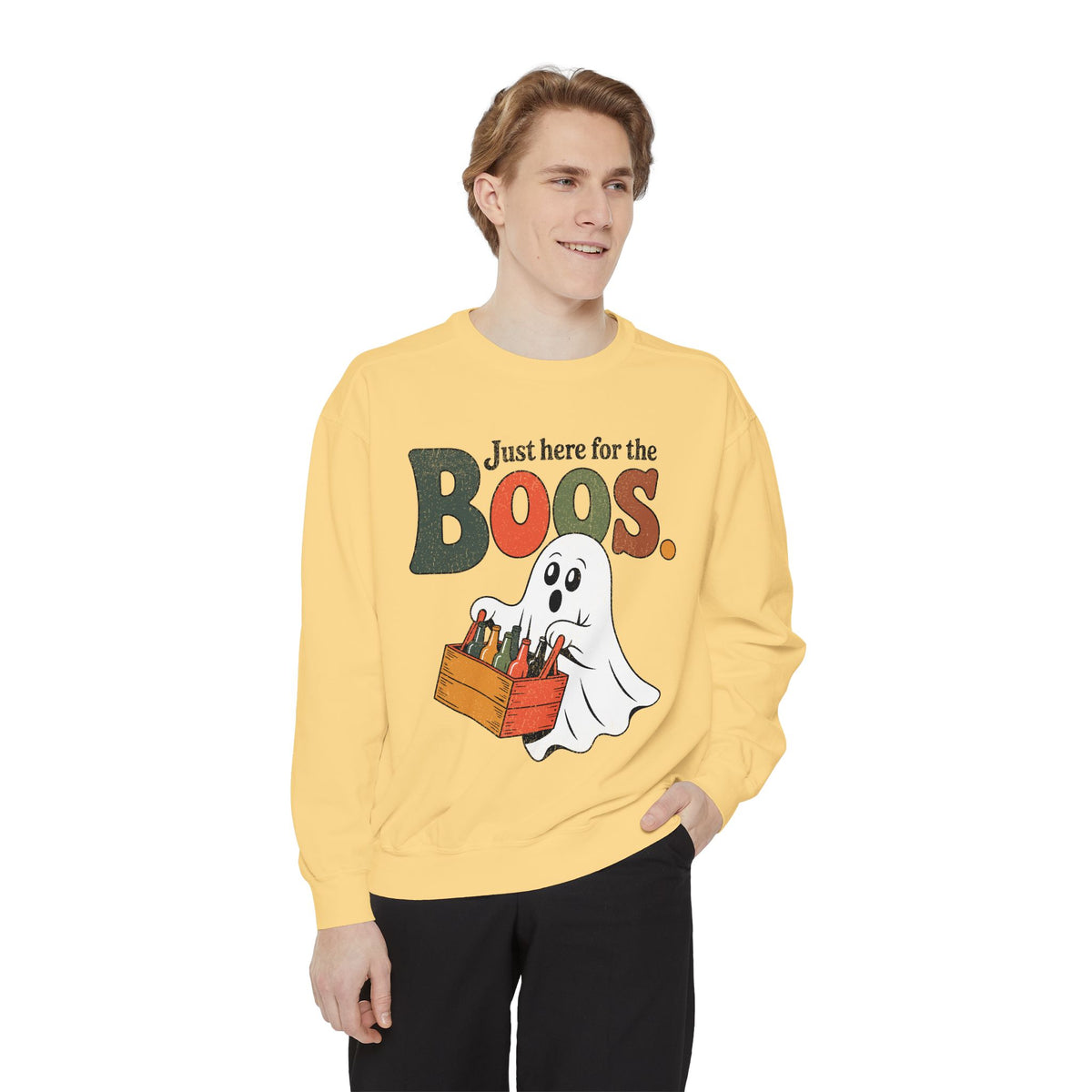 Funny Halloween Ghost Sweatshirt, Where My Boos At Party Pullover, Spooky Season Drinking Gift for Beer Lover, Adult Costume Party Outfit