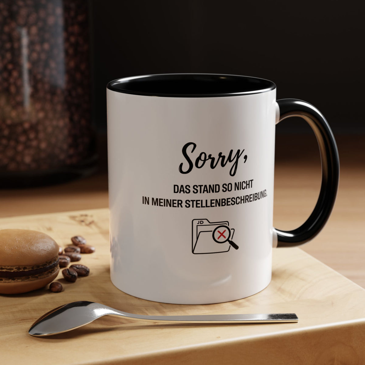 Sorry Das Stand So Nicht In Meiner Stellenbeschreibung Coffee Mug, Funny German Office Joke Gift for Coworkers, Sarcastic Job Description Ceramic Tea Cup with Pink Handle