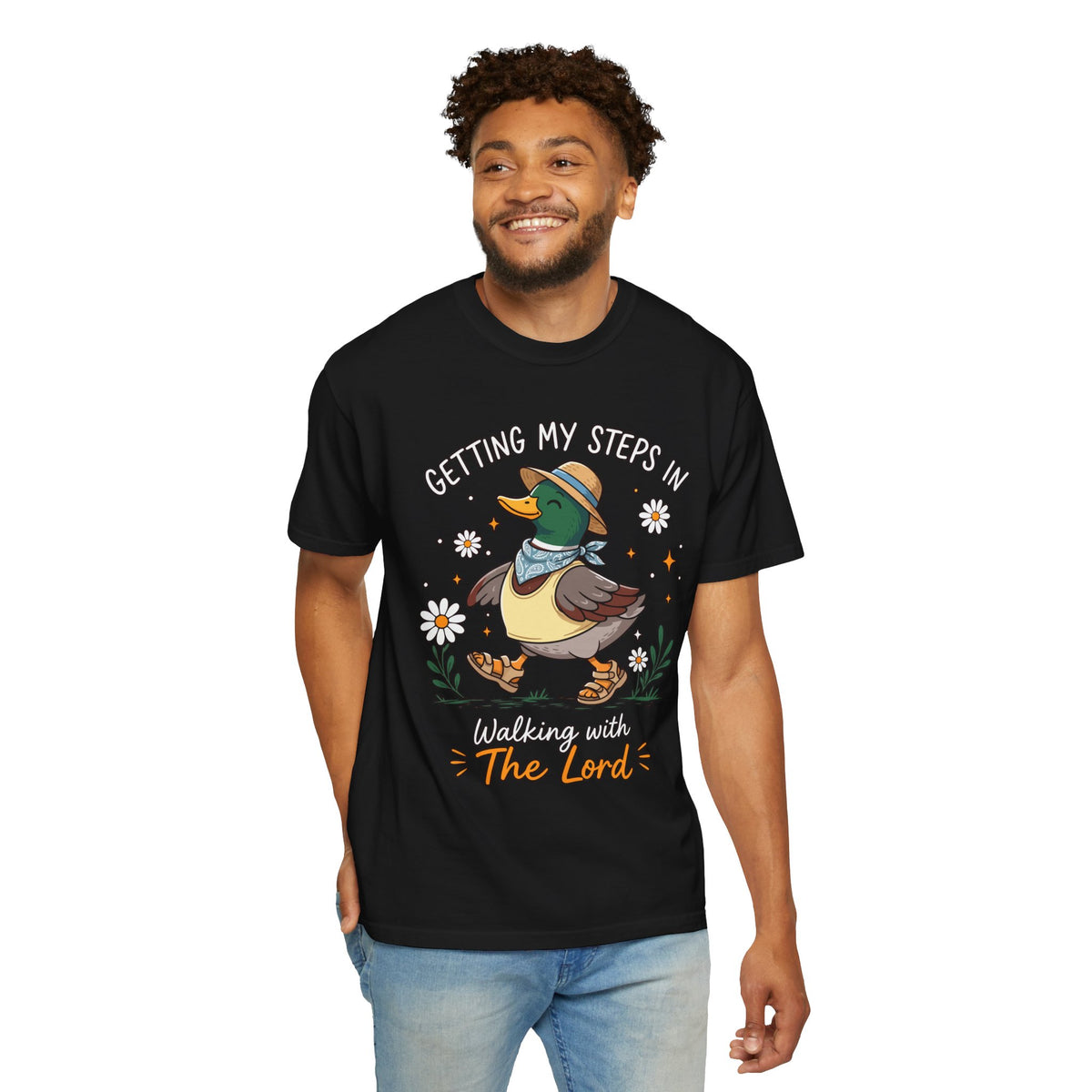 Christian Duck Comfort Colors Shirt, Walking with the Lord Graphic Tee, Cute Faith Based Duck Shirt, Trendy Christian Comfort Tee