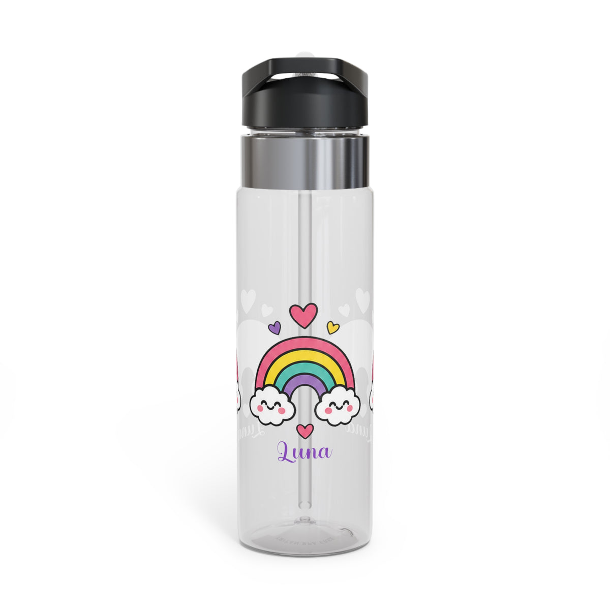 Personalized Rainbow Water Bottle for Girls, Cute Cloud Drink Bottle, Custom Name School Bottle, Colorful Kids Gift, Back to School