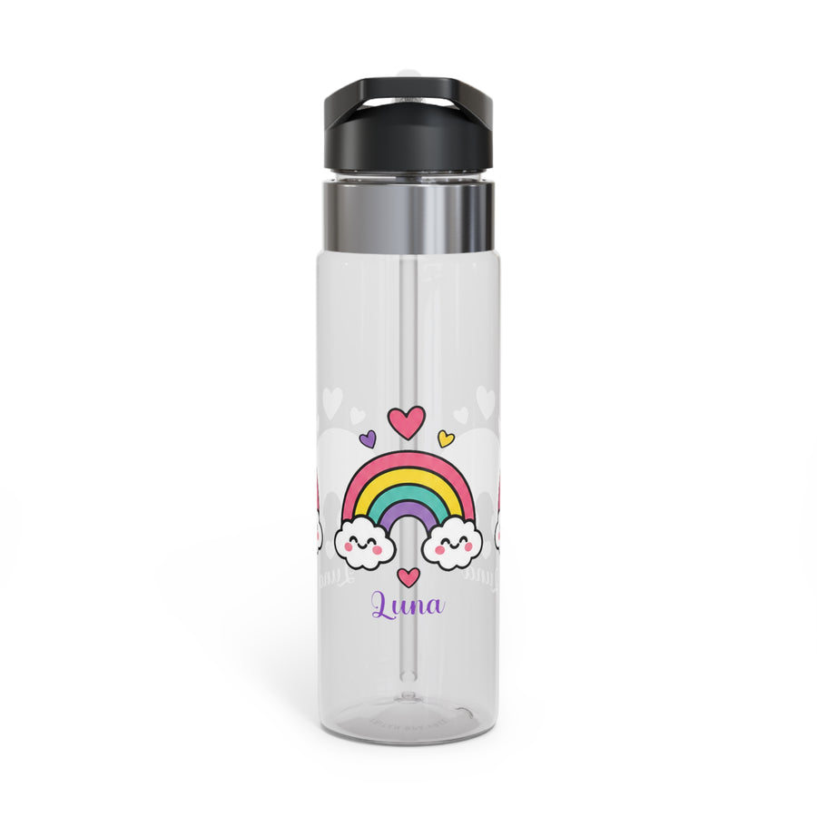 Personalized Rainbow Water Bottle for Girls, Cute Cloud Drink Bottle, Custom Name School Bottle, Colorful Kids Gift, Back to School