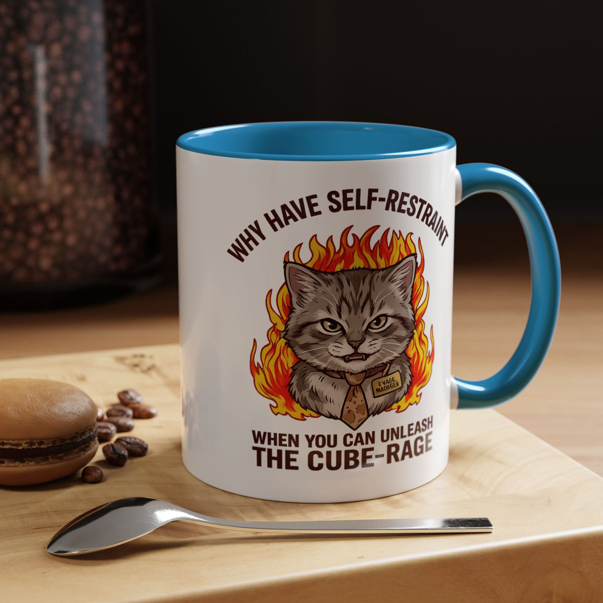 Funny Angry Cat Coffee Mug, Cube Rage Office Mug, Cat Lover Humor Gift, Workplace Stress Mug, Coworker Gift for Cat Owners