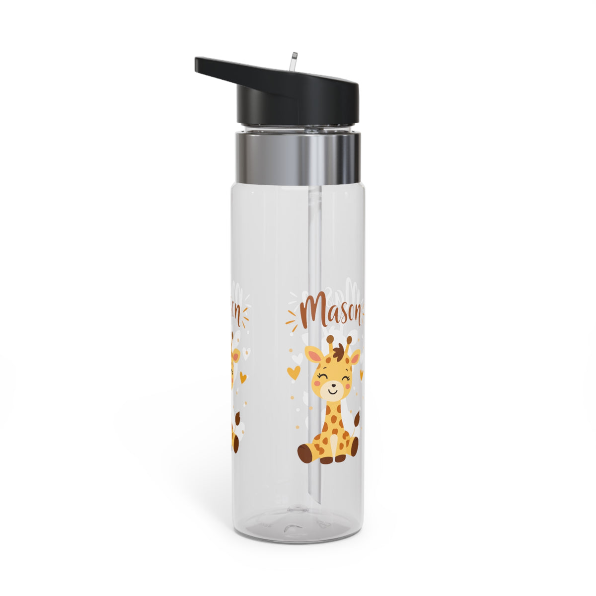 Giraffe Personalized Water Bottle, Custom Name Drink Bottle, Cute Animal Gift, School Water Bottle, Birthday Present, Reusable Kids Bottle