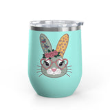 Floral Bunny Wine Tumbler, Cute Rabbit with Heart Glasses, Easter Gift for Her, Whimsical Spring Drinkware, Bunny Lover Gift