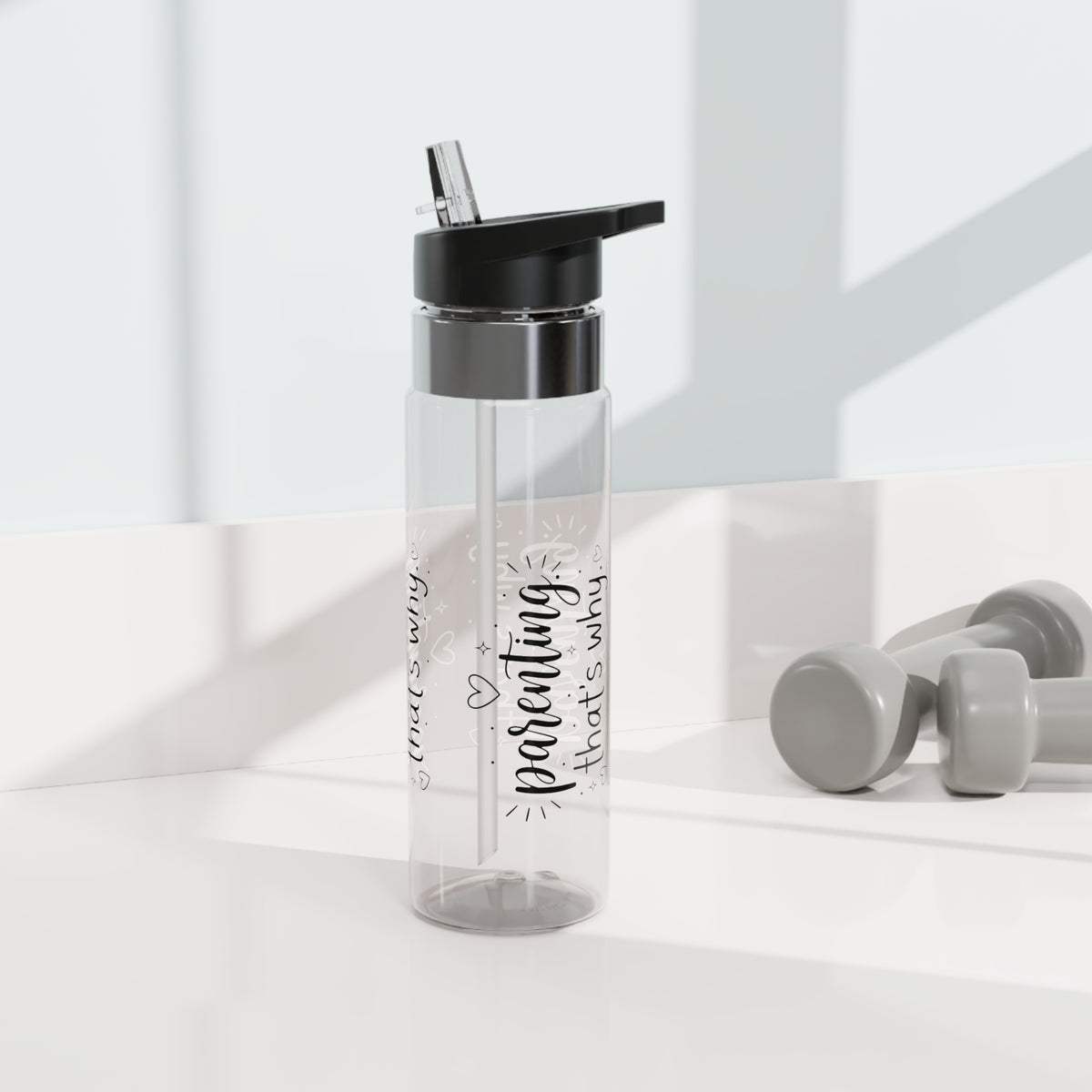Personalized Parenting Transparent Water Bottle, Mom Gift for Busy Parents, Inspirational Drink Bottle for Moms, Everyday Hydration Gift