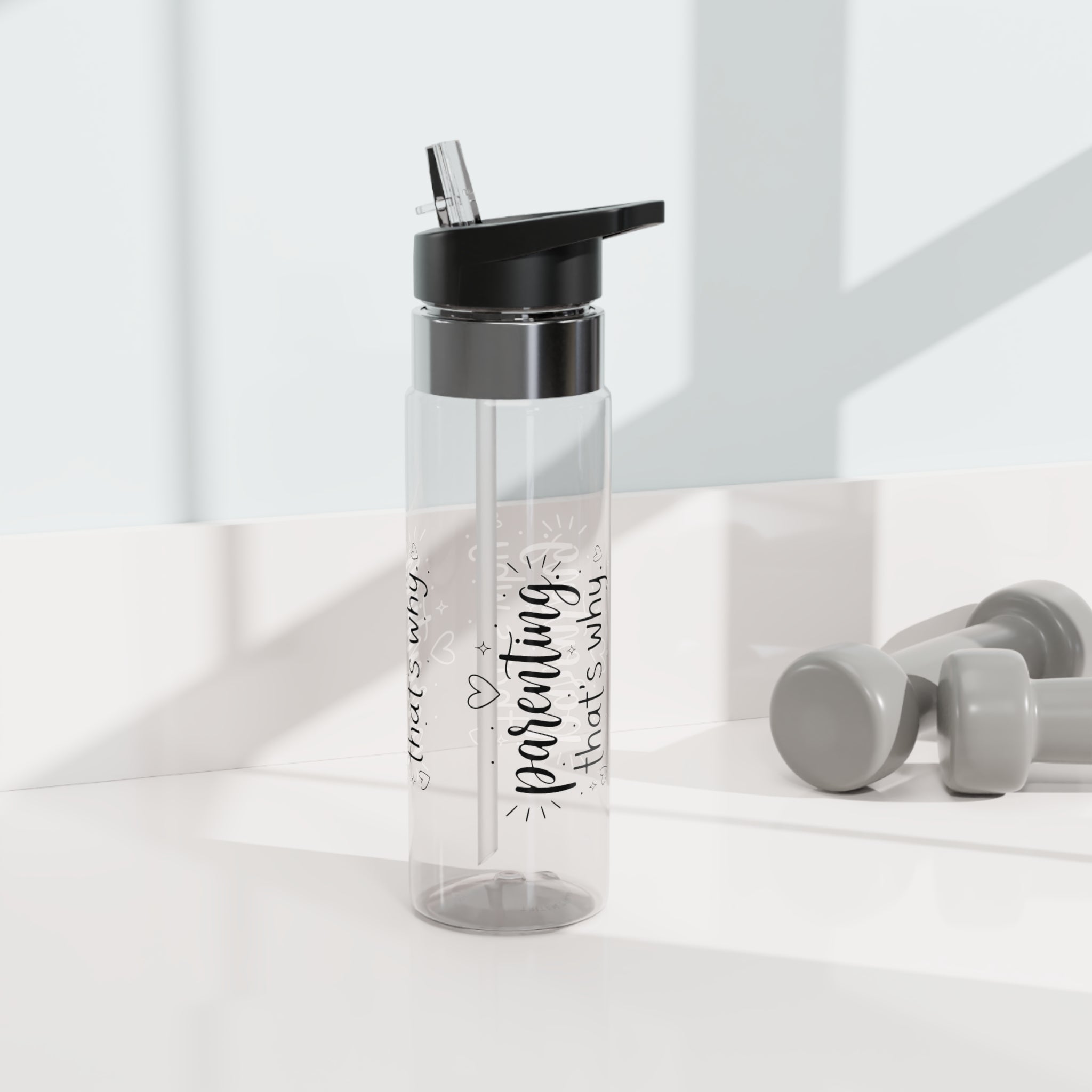 Personalized Parenting Transparent Water Bottle, Mom Gift for Busy Parents, Inspirational Drink Bottle for Moms, Everyday Hydration Gift