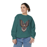 Ornamental Eagle Sweatshirt, Retro Tattoo Style Bird Graphic, Gift for Wildlife Art Lovers, Boho Festival Outfits and Everyday Casual Wear