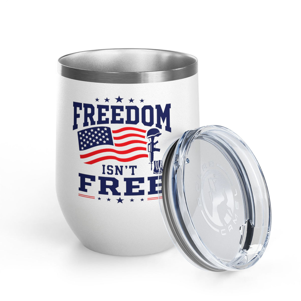 Patriotic Wine Tumbler, Freedom Isn't Free Military Gift, Veteran Gift for Him, American Pride Drinkware, Memorial Day Gif