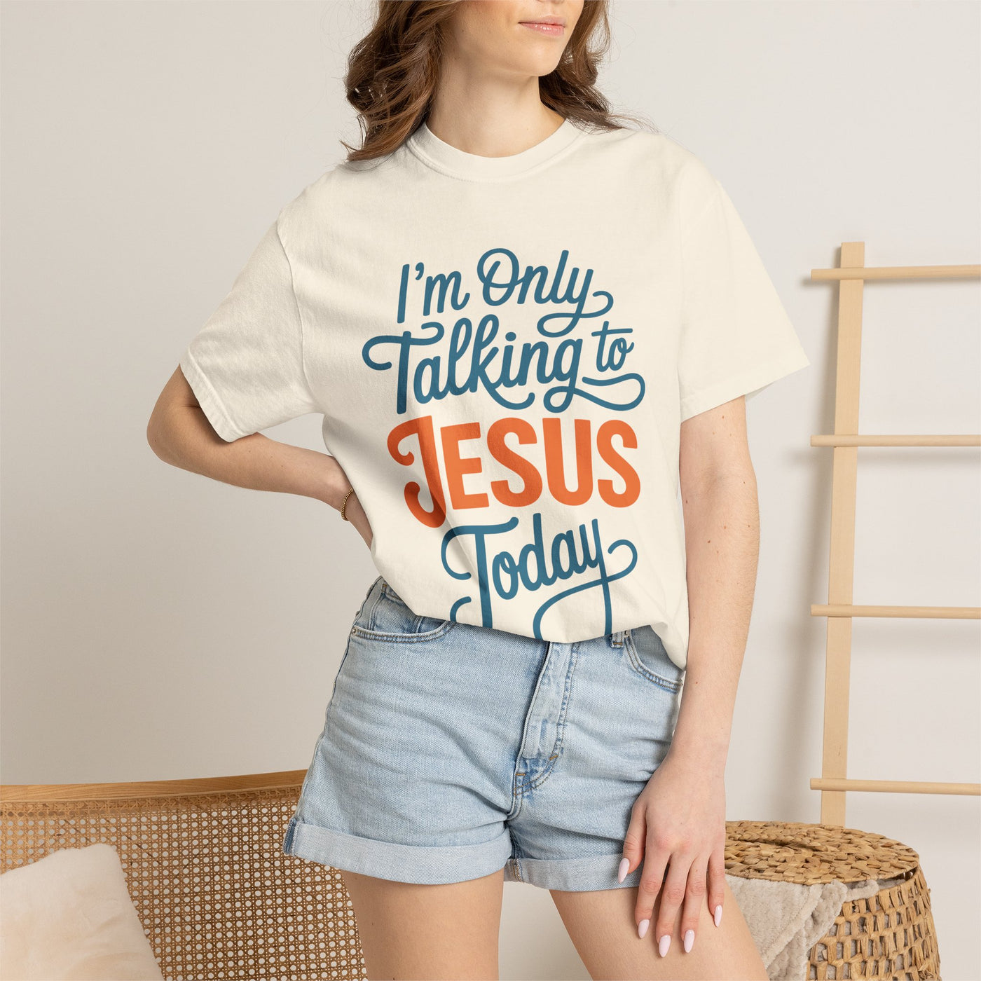 Christian Faith Comfort Colors Shirt, I'm Only Talking To Jesus Today Tee, Religious Graphic Shirt, Prayer Warrior Gift for Women