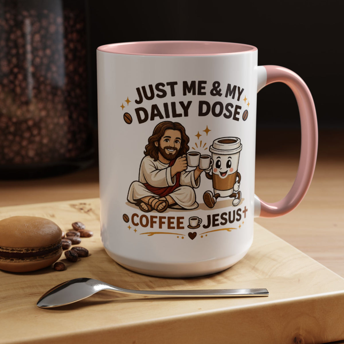 Christian Coffee Lover Mug, Just Me and My Daily Dose Coffee and Jesus Mug, Faith Based Coffee Mug, Christian Gift for Women Me