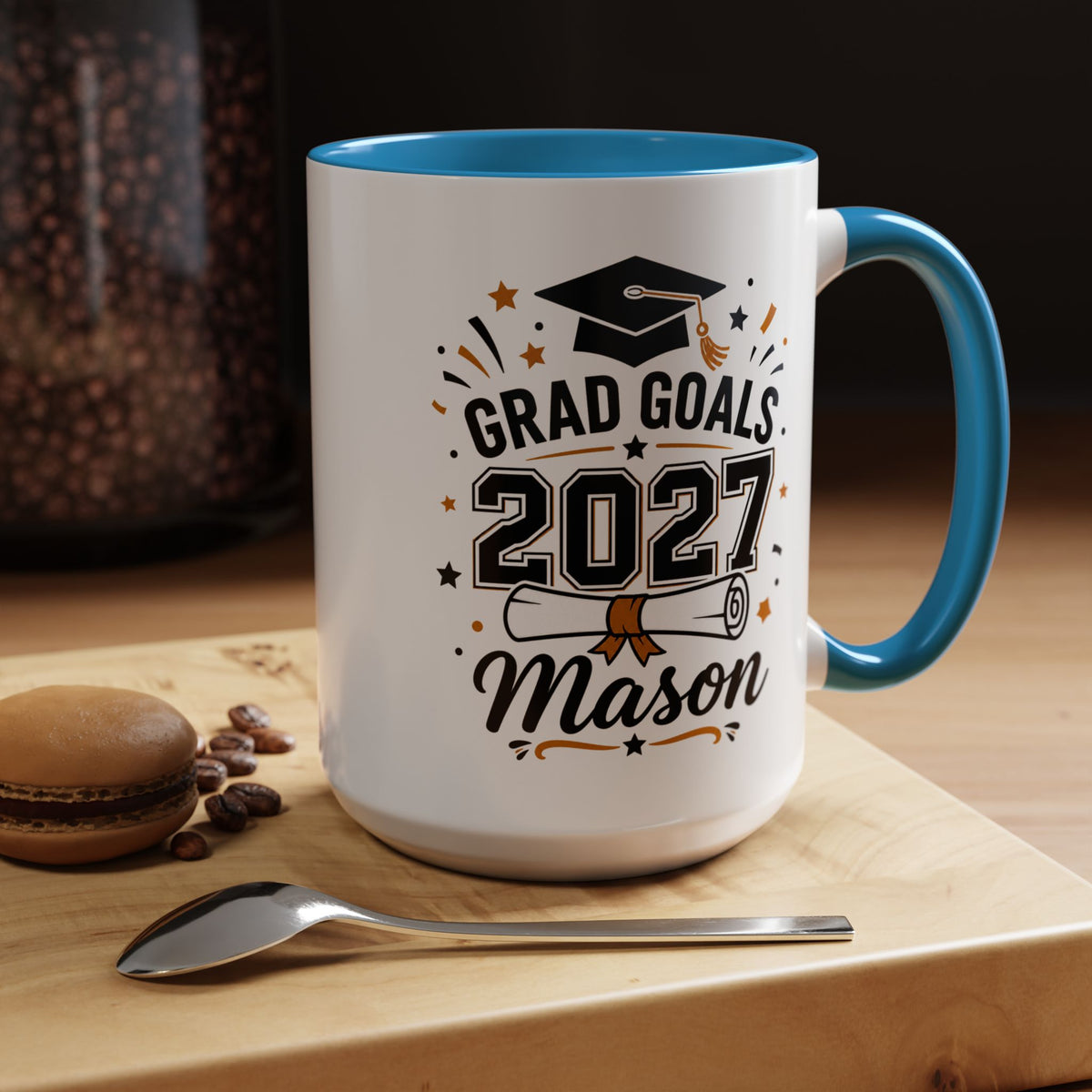 Personalized Graduation Mug, Grad Goals 2027 Coffee Cup, Custom Name Gift for Him, High School or College Senior, Proud Family Present