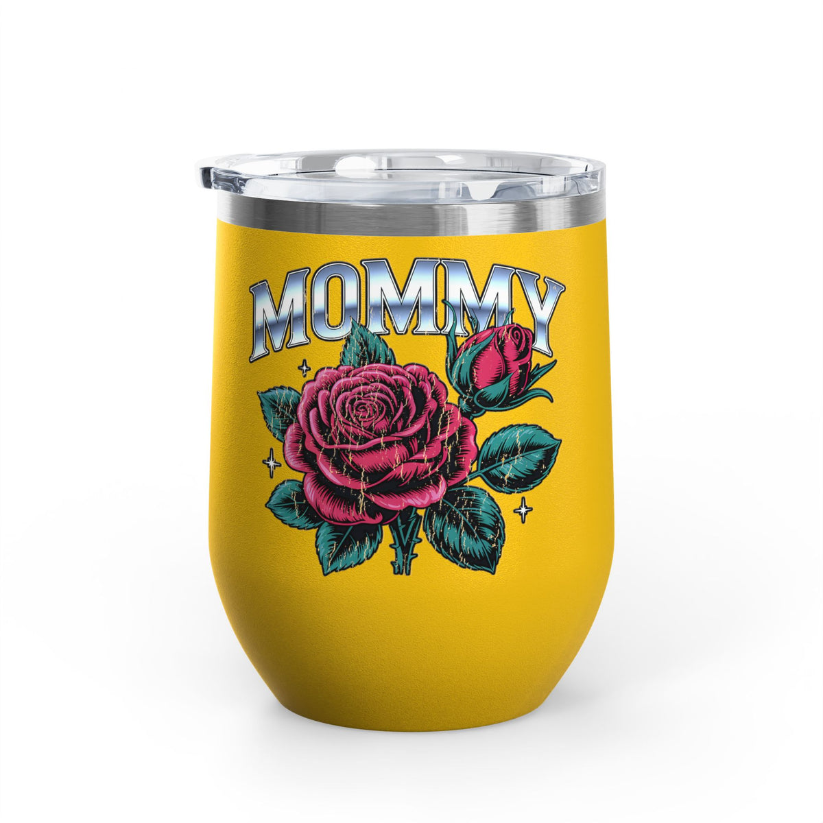 Mommy Rose Wine Tumbler, Pink Floral Cup, Mother's Day Gift for Mom, Birthday Present for Mama and Floral Lovers
