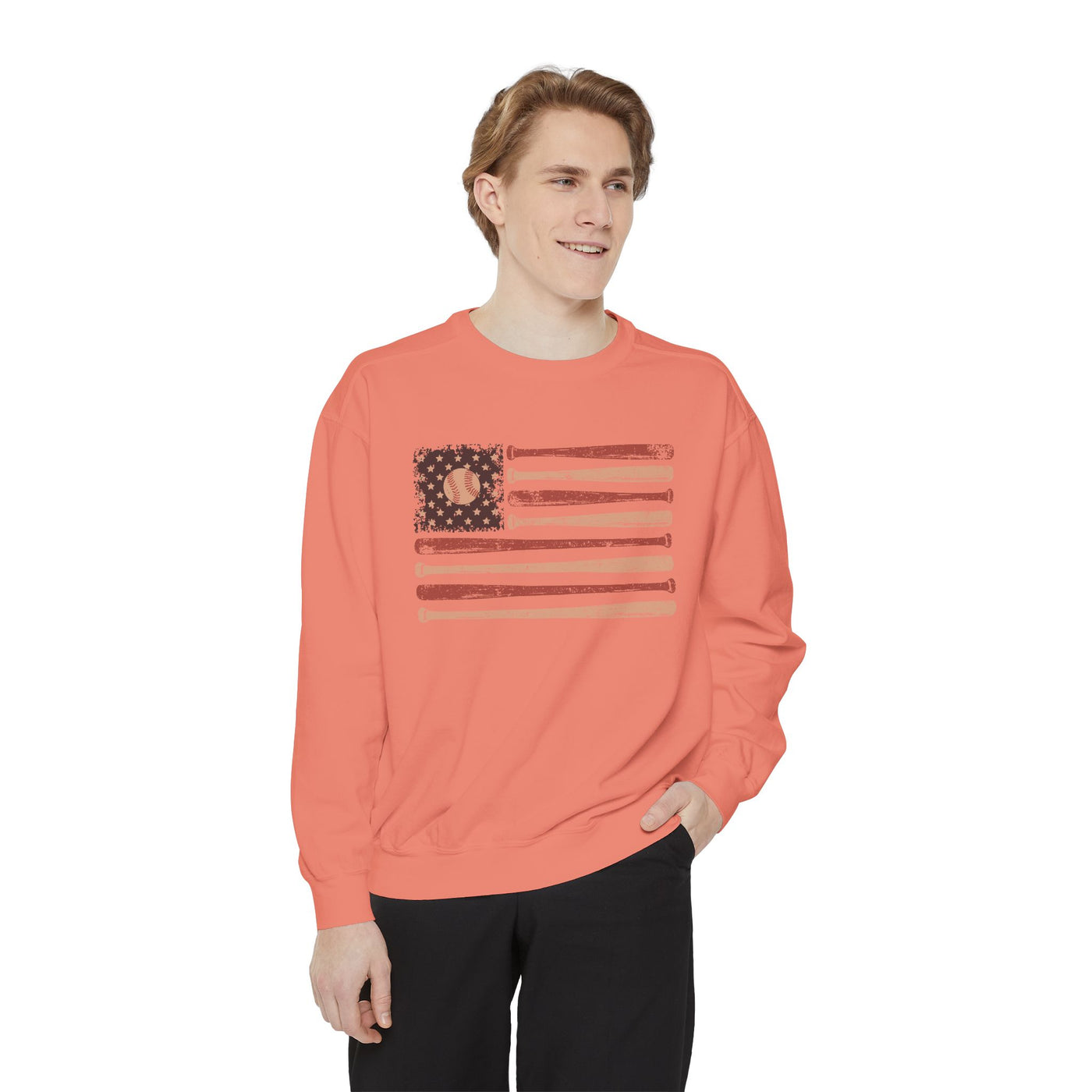 Baseball American Flag Sweatshirt, Patriotic Baseball Crewneck, USA Sports Pullover, Fourth of July Gift for Baseball Fans