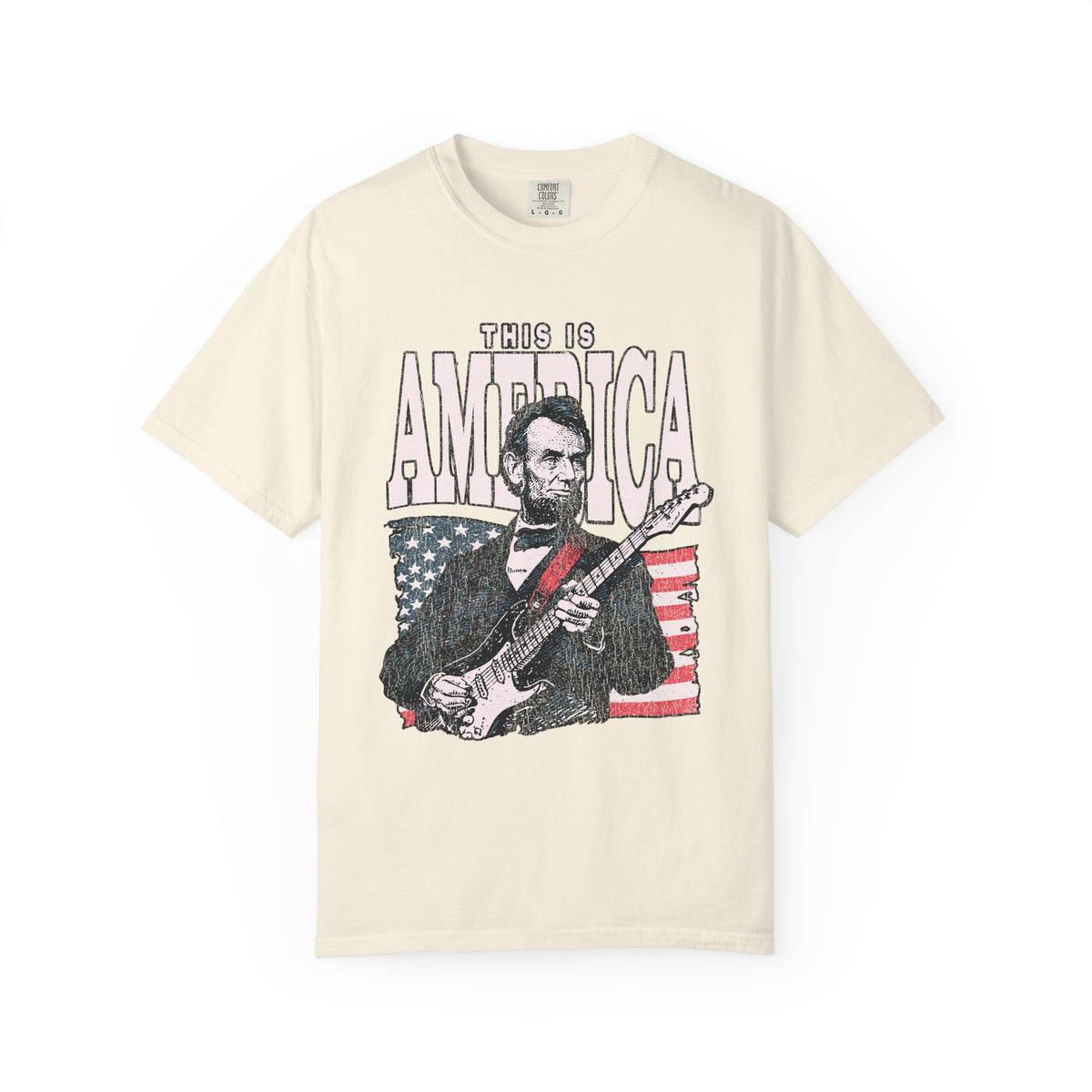 Abraham Lincoln Guitar Shirt, Funny This Is America Graphic, Gift for History Teachers and Music Lovers, Fourth of July Party Outfit