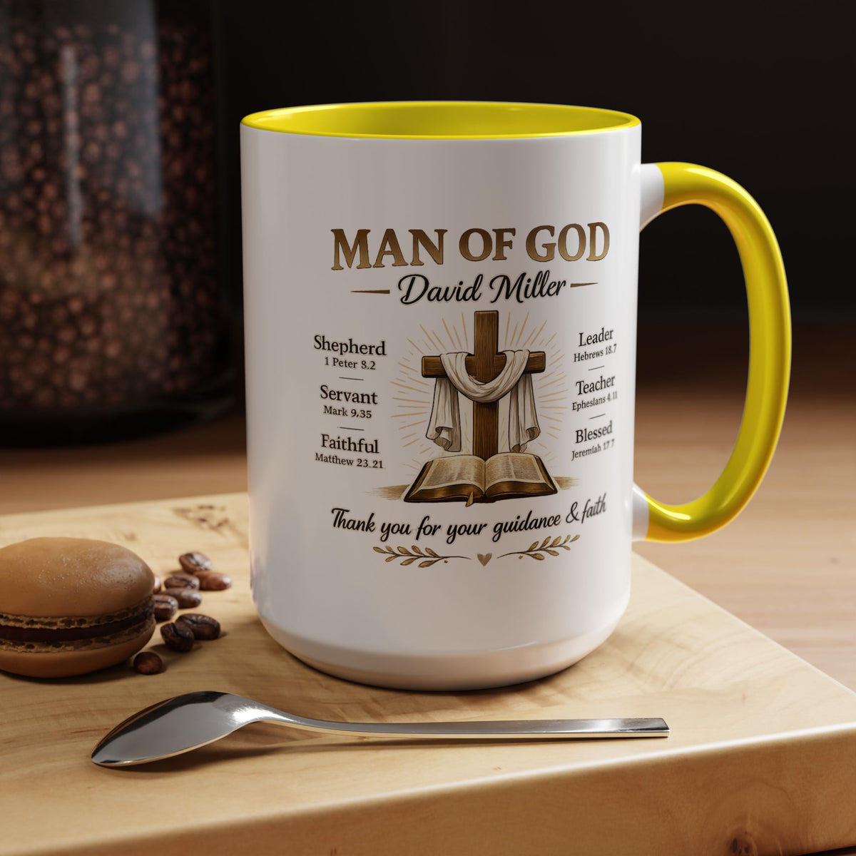 Personalized Man of God Mug, Christian Pastor Appreciation Gift, Custom Faith Coffee Mug for Pastor, Church Leader Thank You Gift