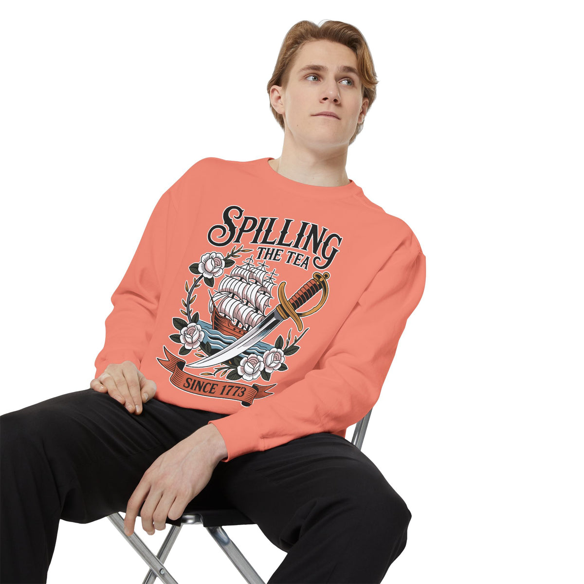Spilling The Tea Since 1773 Comfort Colors Sweatshirt, Funny Boston Tea Party Crewneck, American History Humor