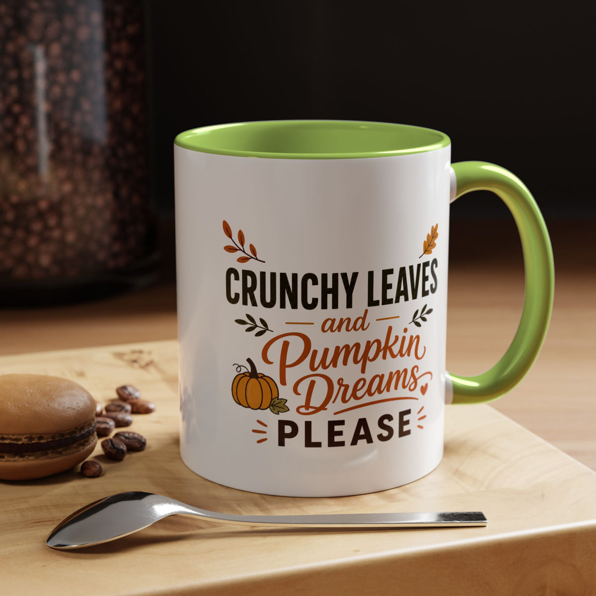 Cozy Air and Crunchy Leaves Mug, Pumpkin Dreams Fall Coffee Cup, Autumn Lover Gift for Her, Cute Seasonal Drinkware and Decor