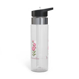 Personalized Floral Transparent Water Bottle, Peony Flower Gift for Her, Custom Name Drinkware, Girly Water Bottle for Work, Gym or School