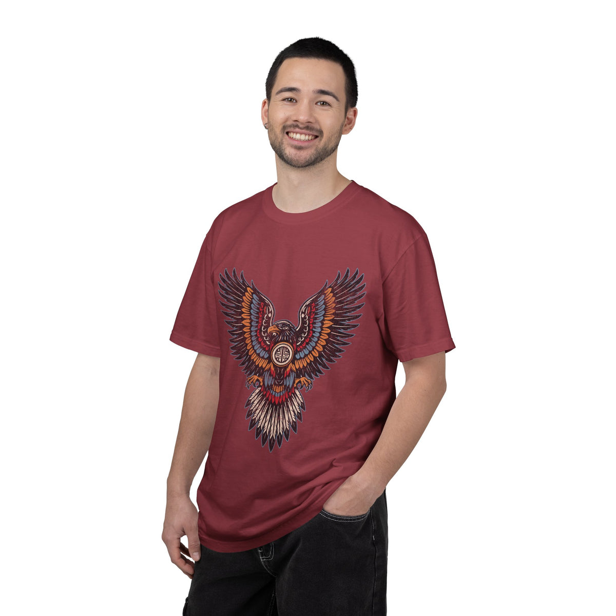 Ornamental Eagle Shirt, Retro Tattoo Style Bird Graphic, Gift for Wildlife Art Lovers, Boho Festival Outfits and Everyday Casual Wear