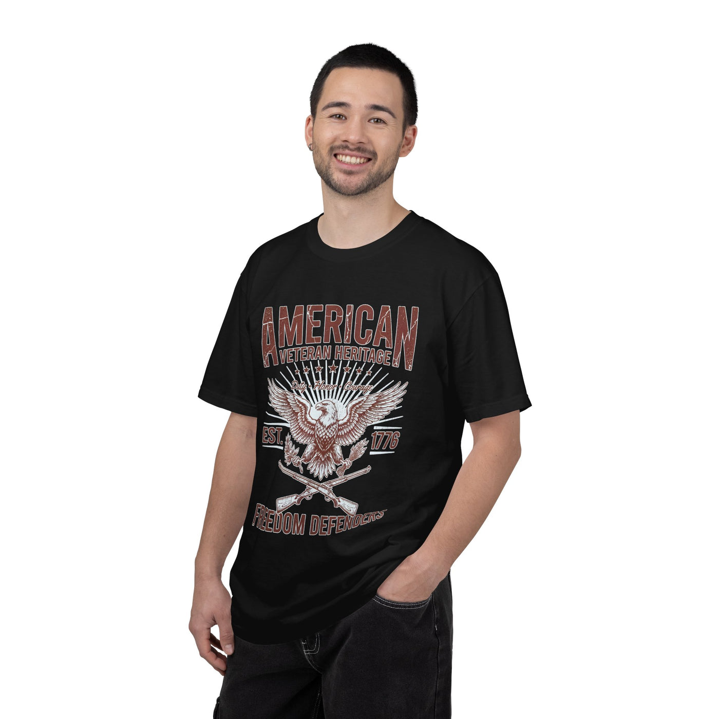 American Veteran Heritage Shirt, Freedom Defenders T-Shirt, Patriotic Eagle Gift, Veterans Day or Military Retirement Tee for Proud Veteran
