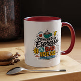 Powered by Espresso Mug, Funny Coffee Lover Cup, Bad Ideas Quote Gift for Coworker, Caffeine Addict Present, Office Humor Drinkware