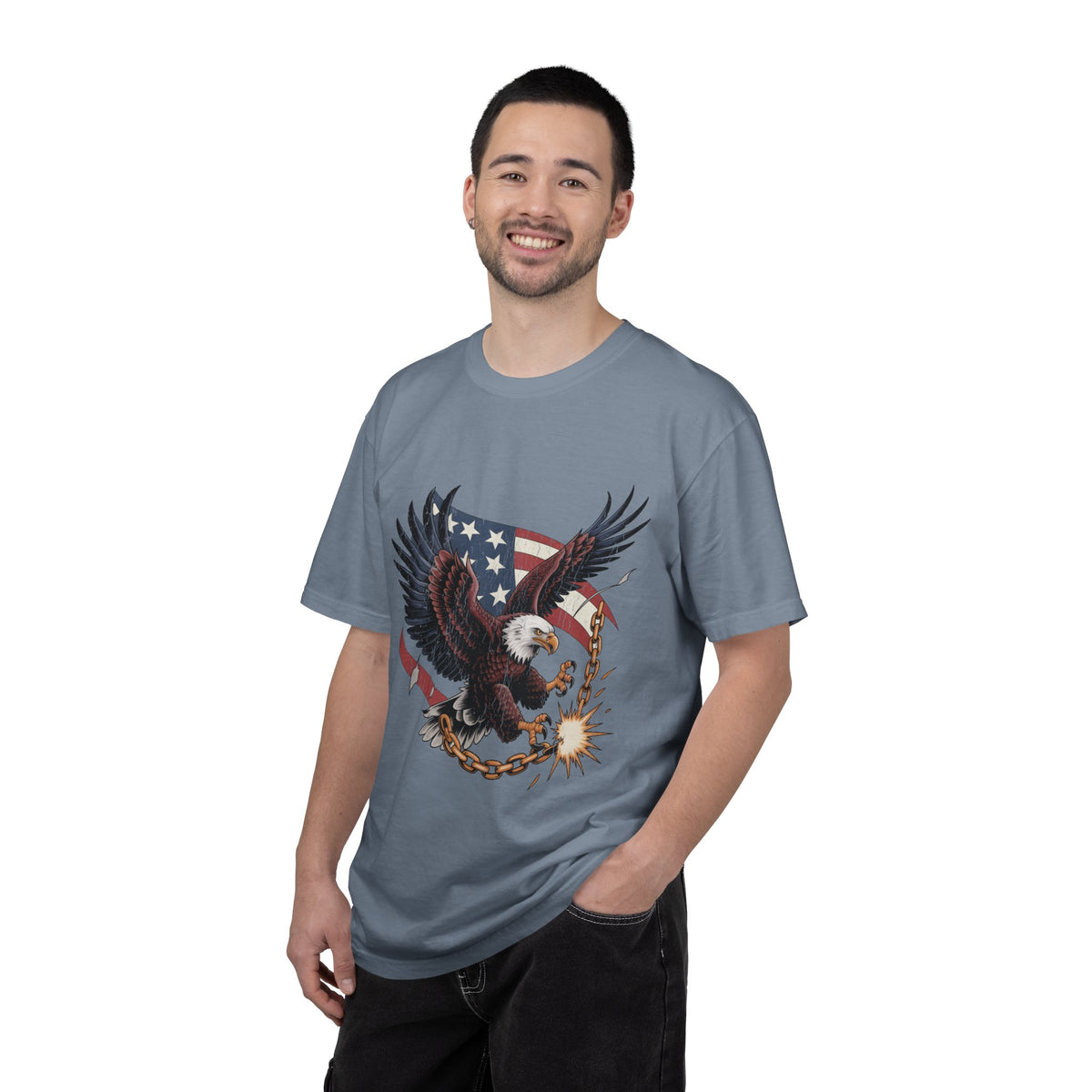 Patriotic Eagle Shirt, American Flag T Shirt, Bald Eagle Military Tee, Veteran Gift, USA Graphic Shirt, Fourth of July Patriotic Top
