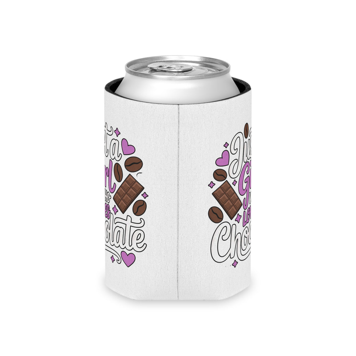 Chocolate Lover Can Cooler, Just a Girl Who Loves Chocolate, Cute Sweet Treat Drink Holder, Dessert Lover Gift, Cute Can Cooler, Party Favor