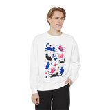 Space Cat Comfort Colors Sweatshirt, Astronaut Cat Graphic Crewneck, Galaxy Cat Lover Gift, Cute Cosmic Cat Sweatshirt