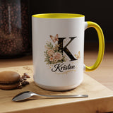 Personalized Butterfly Monogram Mug, Custom Name Coffee Mug with Initial Letter, Floral Mug for Women, Birthday Gift, Elegant Custom Cup