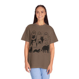 Ghost Cat Halloween Shirt, Cute Spooky Cats and Ghosts Graphic Tee, Cozy Pet Lover Gift, Minimal Black and White Fall Outfit for Women